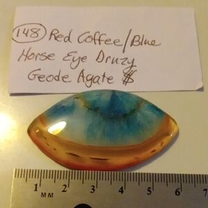 Red Coffee and Blue Geode Agate Stone (Horse Eye)
